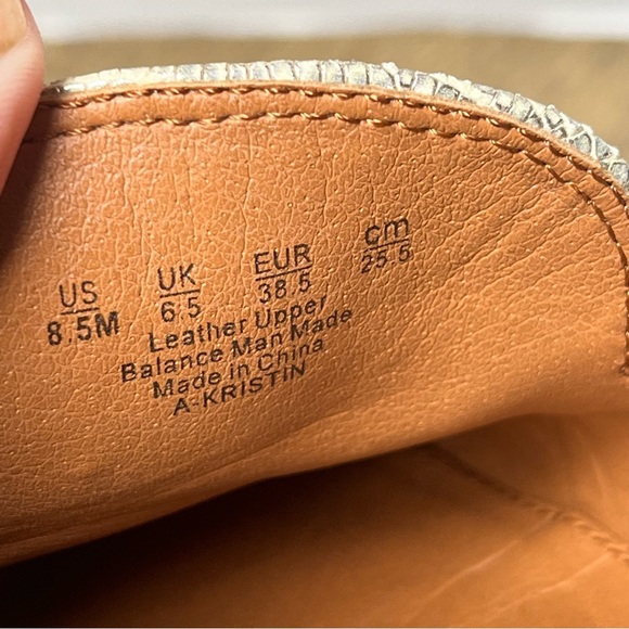 Franco Sarto Kristin Leather Sparkly Metallic Gold Snakeskin Loafers Size 8.5 - Picture 10 of 12